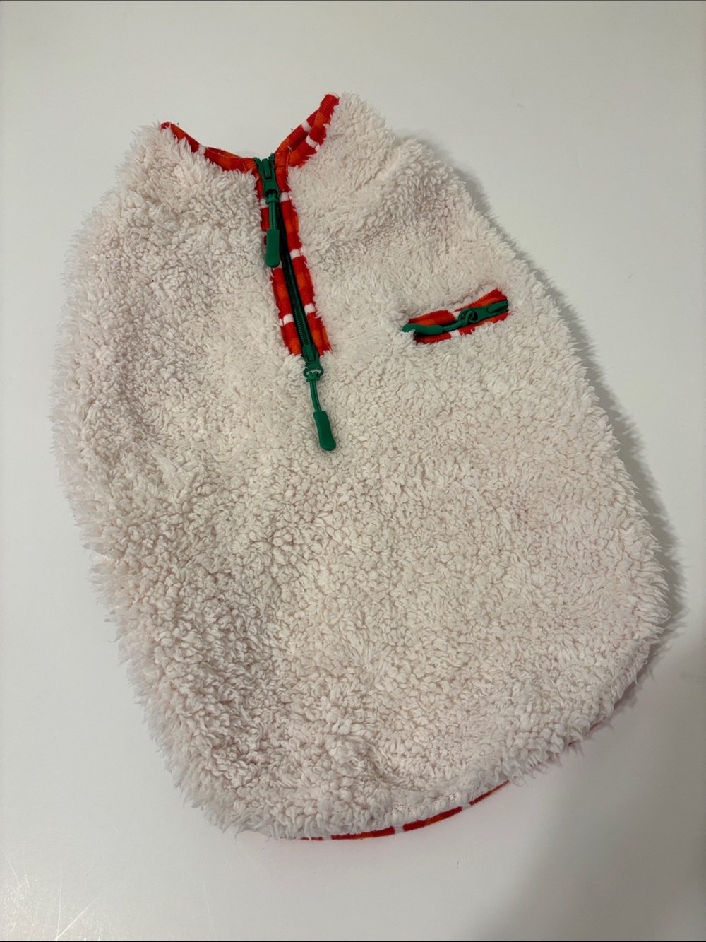 Cozy Sherpa Dog Pullover Jacket With Contrast Trim - M